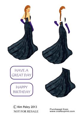 Elegant Lady Birthday Card Topper Decoupage