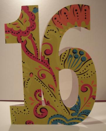 Number Sixteen Card Blank Template