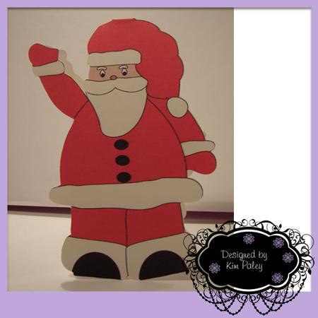 Waving Santa Print & Cut Card Blank Template