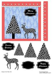 Floral Reindeer and Christmas Tree