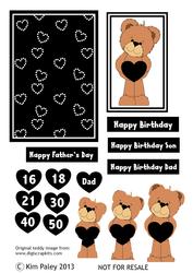 Mens Dad Son Teddy Decoupage Birthday Card