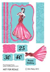 Lady Woman in Elegant Gown Birthday Card