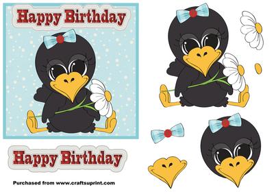 Little Crow Girl Birthday Topper