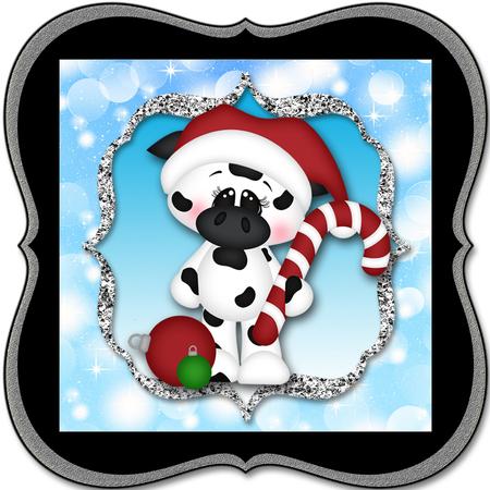 Christmas Cow with Candy Cane