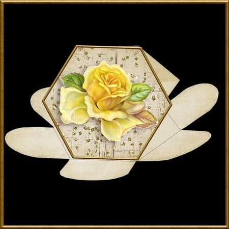 Vintage Yellow Rose Hexagon Petal Card Mini Kit