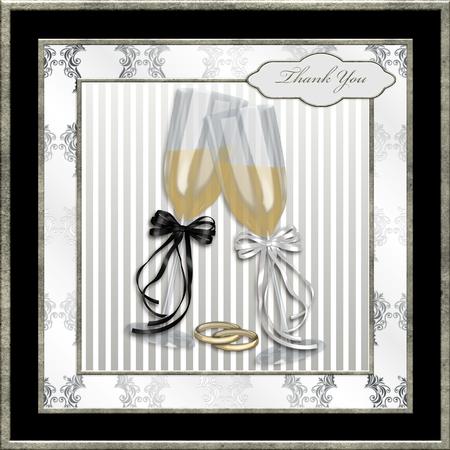 Black and Silver Champagne Flutes Wedding Thank You Mini Kit
