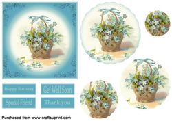 Blue Vintage Flower Basket Stacker