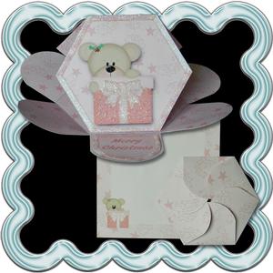 Charlie Christmas Bear Peekaboo Hexagon Petal Card Kit