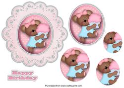 Cupcake Birthday Bear Quick Card with Pyramage