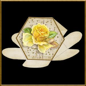 Vintage Yellow Rose Hexagon Petal Card Mini Kit