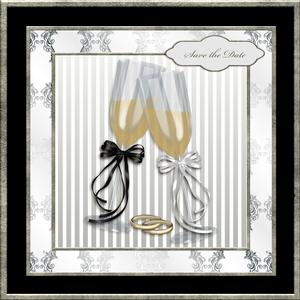 Black and Silver Champagne Flutes Save the Date Mini Kit