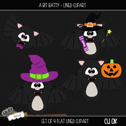 A Bit Batty - Lined Clipart
