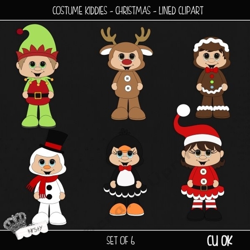 Costume Kiddies - Christmas 1 - Lined Clipart