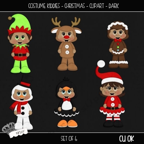 Costume Kiddies - Christmas 1 Dark Skin - Clipart