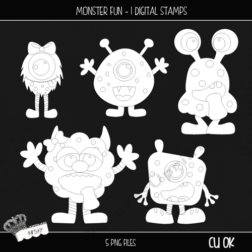 Monster Fun 1 - Digital Stamps
