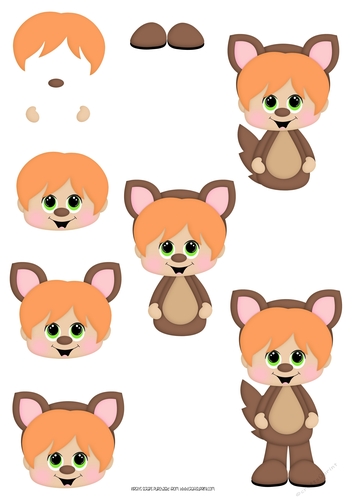 Costume Kids - Animals 2 -6 - A4 Decoupage