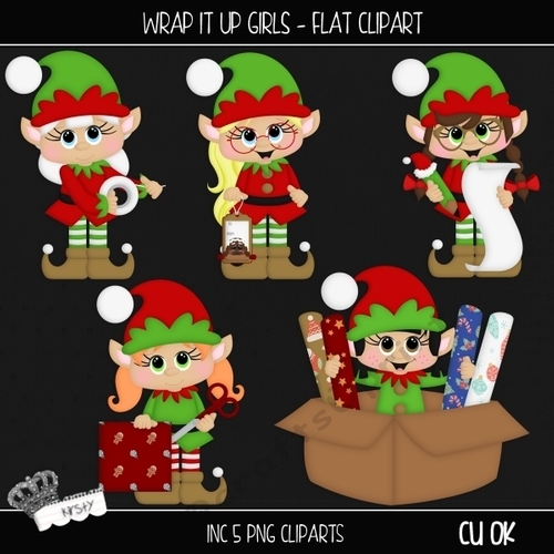 Wrap It Up Girls - Flat Clipart