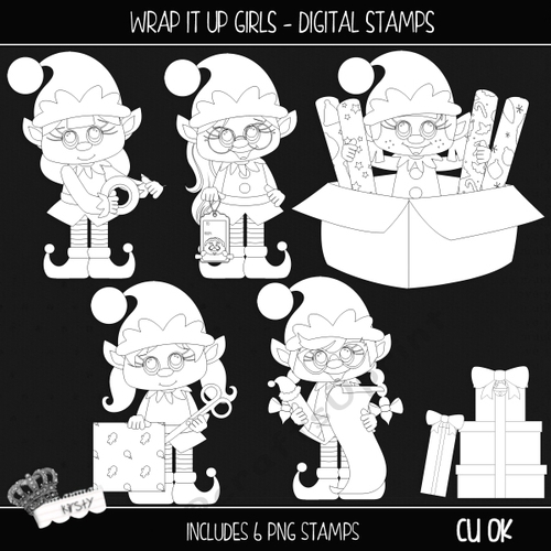 Wrap It Up Girls - Digital Stamps