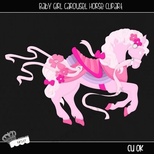 Carousel Horse Baby Girl - Clipart