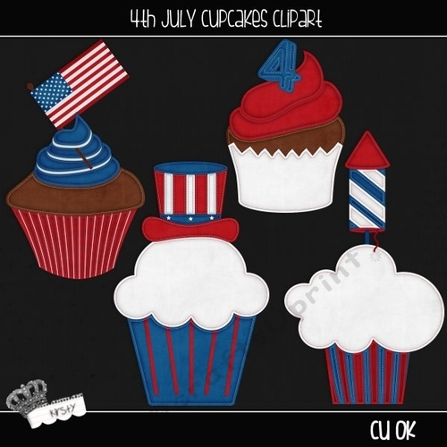 4th July Cupcake - Stitched