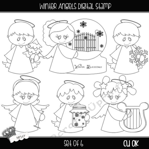 Winter Angels - Digital Stamps