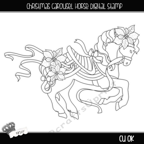 Carousel Horse Christmas - Digital Stamp
