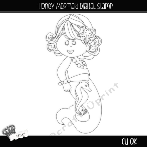 Honey Mermaid - Digital Stamp