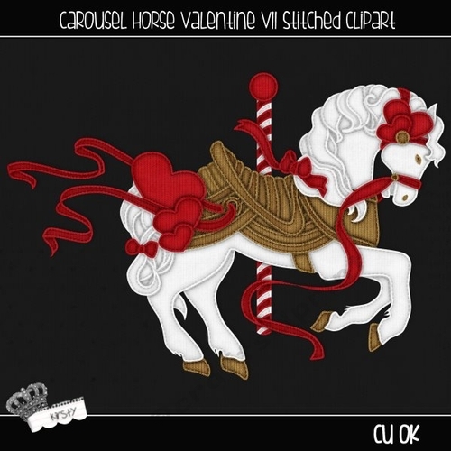 Carousel Horse Valentine Vol 2 - Stitched Clipart 