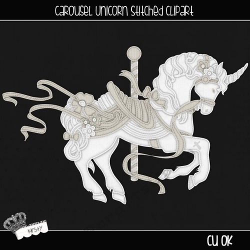 Carousel Unicorn - Stitched Clipart 