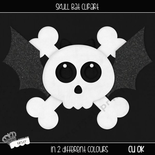 Skull Bat - Clipart