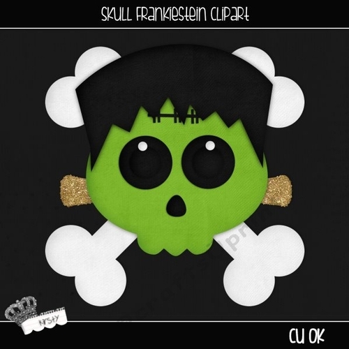 Skull Frankiestein - Clipart