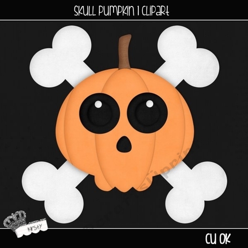 Skull Pumpkin 1 - Clipart
