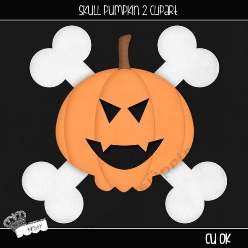 Skull Pumpkin 2 - Clipart
