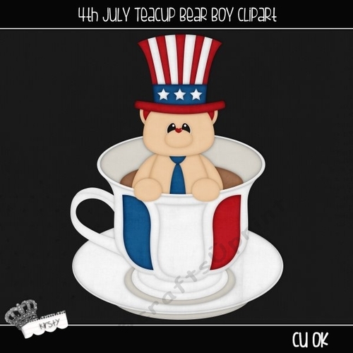 Teacup Bear 4th July Boy - Clipart