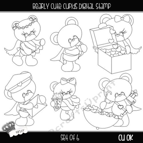 Bearly Cute Cupid - Digital Stamp