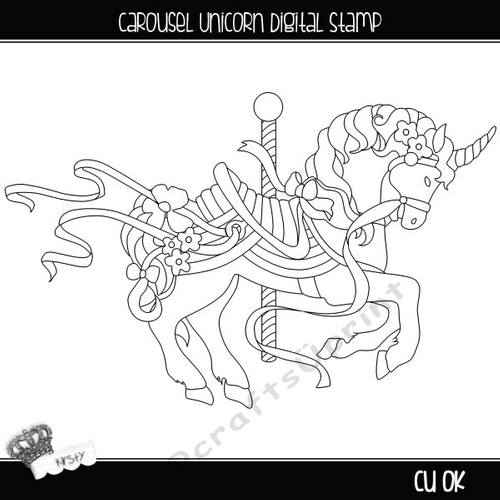 Carousel Unicorn - Digital Stamp