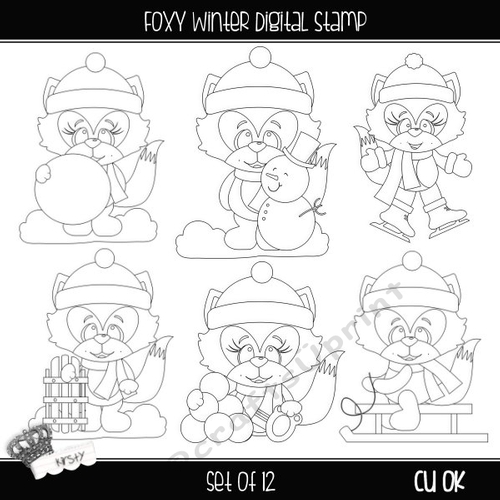 Foxy Winter - Digital Stamps