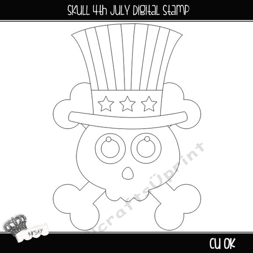 Skull 4th July - Digital Stamp