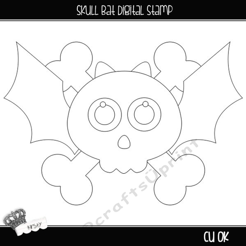 Skull Bat - Digital Stamp