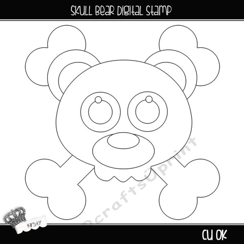 Skull Bear - Digital Stamp