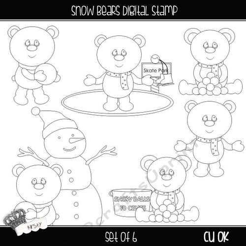 Snow Bears - Digital Stamps