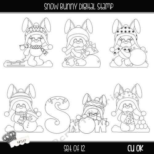 Snow Bunnys - Digital Stamps