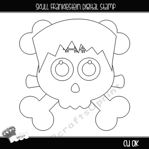 Skull Frankiestein - Digital Stamp