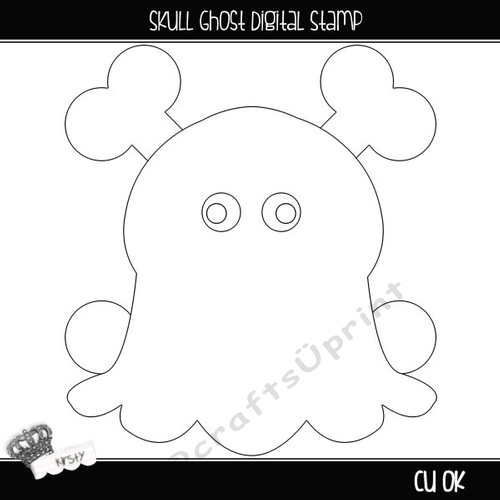 Skull Ghost - Digital Stamp