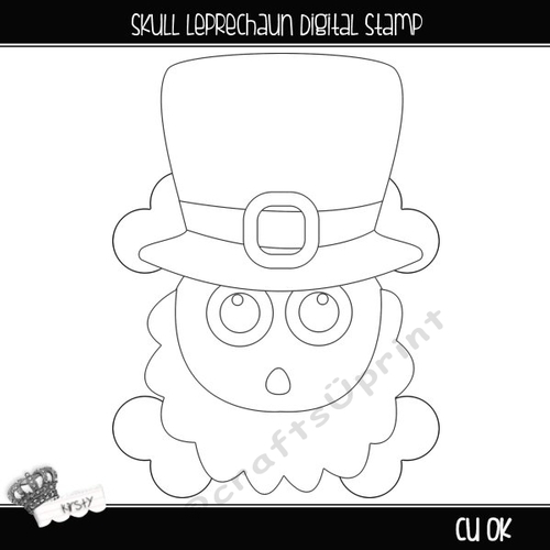 Skull Leprechaun - Digital Stamp