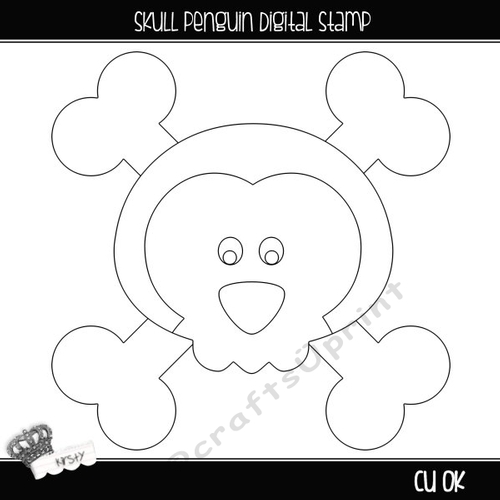 Skull Penguin - Digital Stamp