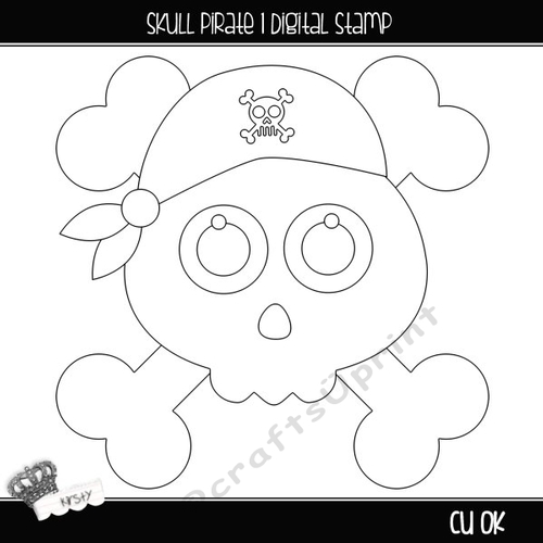 Skull Pirate 1 - Digital Stamp