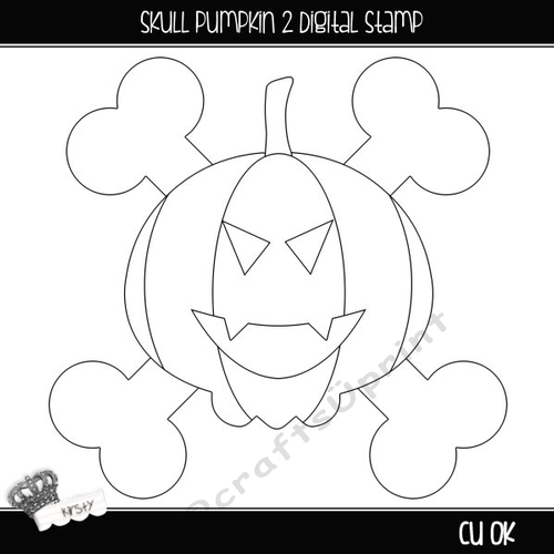 Skull Pumpkin 2 - Digital Stamp