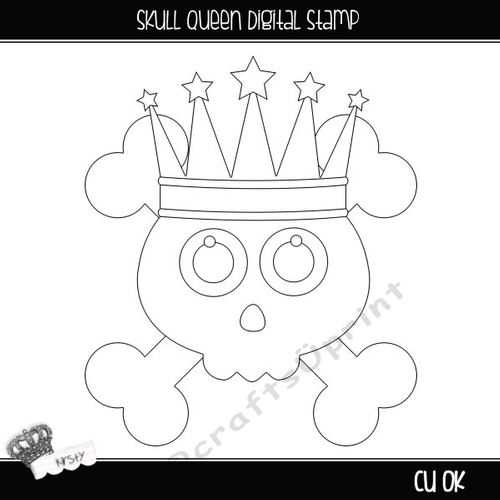 Skull Queen - Digital Stamp