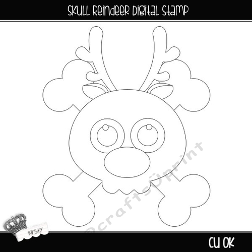 Skull Reindeer - Digital Stamp